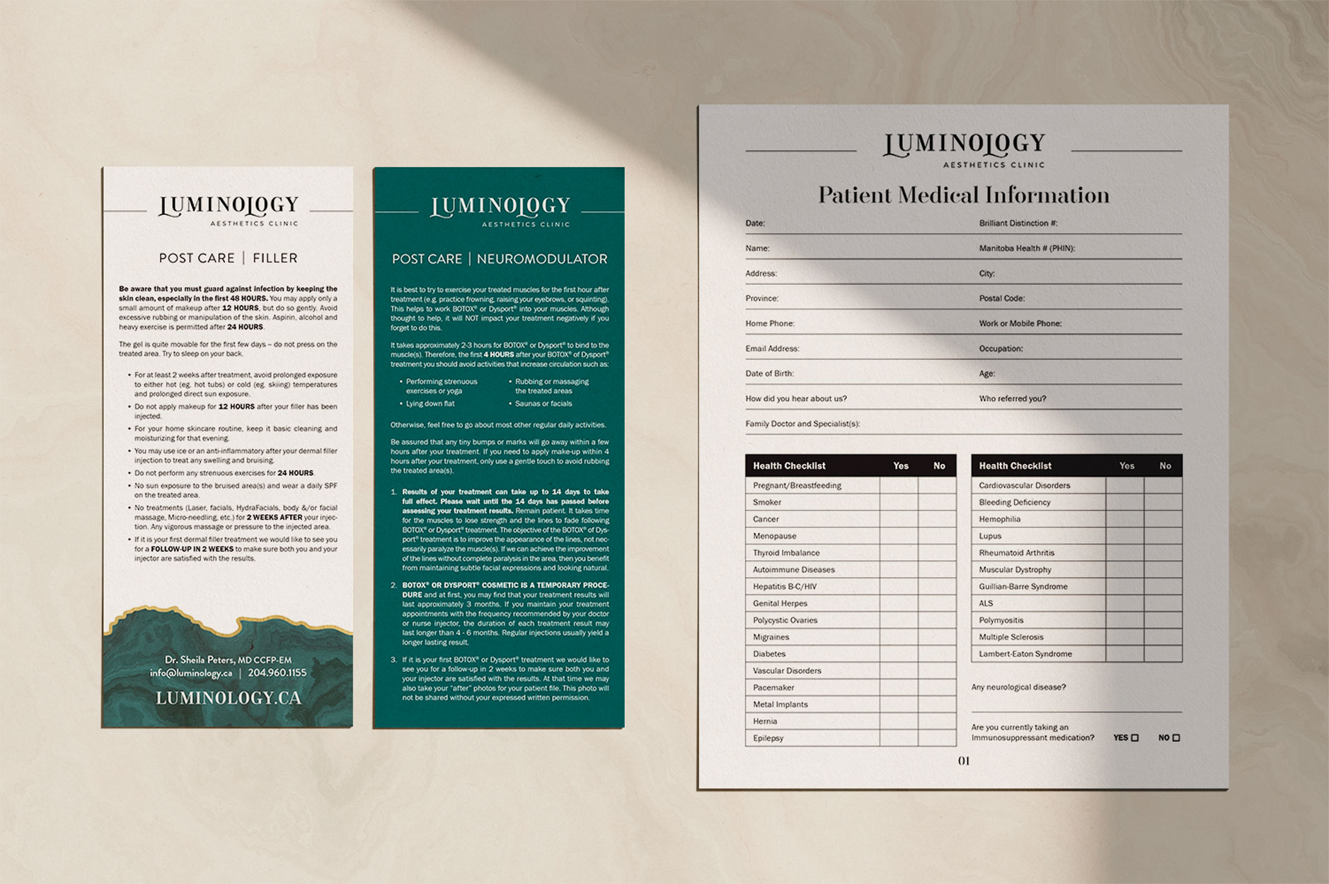 Luminology Examples of Medical Clinic Intake Forms