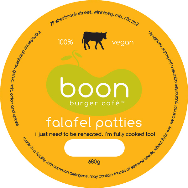 Boon Burger Café Falafel Patty Label